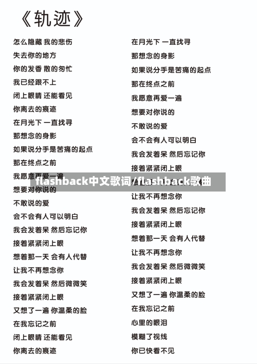 flashback中文歌词/flashback歌曲-第3张图片