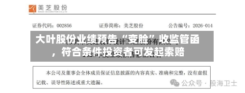 大叶股份业绩预告 “变脸” 收监管函，符合条件投资者可发起索赔