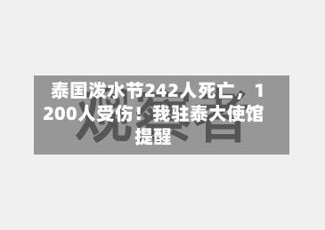 泰国泼水节242人死亡	，1200人受伤！我驻泰大使馆提醒-第2张图片