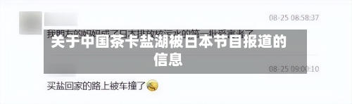 关于中国茶卡盐湖被日本节目报道的信息-第1张图片