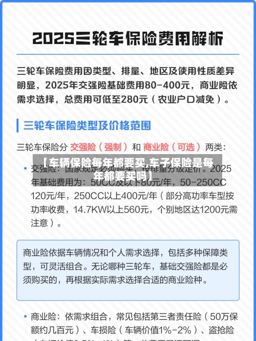 【车辆保险每年都要买,车子保险是每年都要买吗】