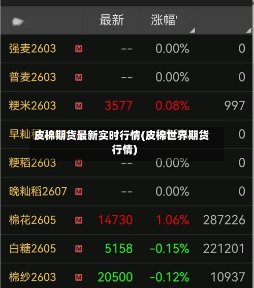 皮棉期货最新实时行情(皮棉世界期货行情)