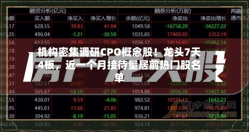机构密集调研CPO概念股！龙头7天4板，近一个月接待量居前热门股名单