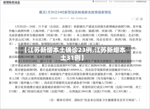 【江苏新增本土确诊23例,江苏新增本土31例】