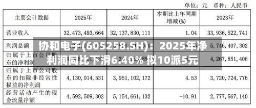 协和电子(605258.SH)：2025年净利润同比下滑6.40% 拟10派5元