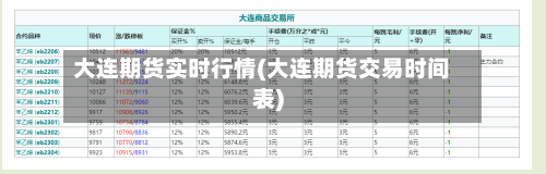 大连期货实时行情(大连期货交易时间表)