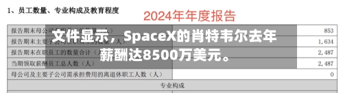 文件显示，SpaceX的肖特韦尔去年薪酬达8500万美元。