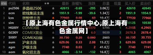 【原上海有色金属行情中心,原上海有色金属网】-第1张图片