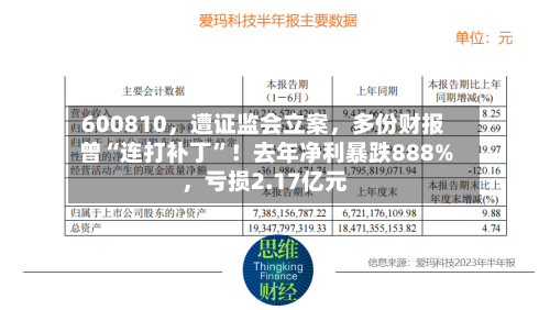600810，遭证监会立案	，多份财报曾“连打补丁”！去年净利暴跌888%，亏损2.17亿元-第1张图片