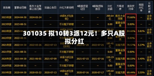 301035 拟10转3派12元！多只A股 拟分红-第1张图片