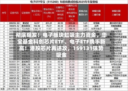 彻底爆发！电子板块虹吸主力资金，华宝基金科创芯片ETF	、电子ETF携手新高！港股芯片再进攻，159131强势吸金-第2张图片